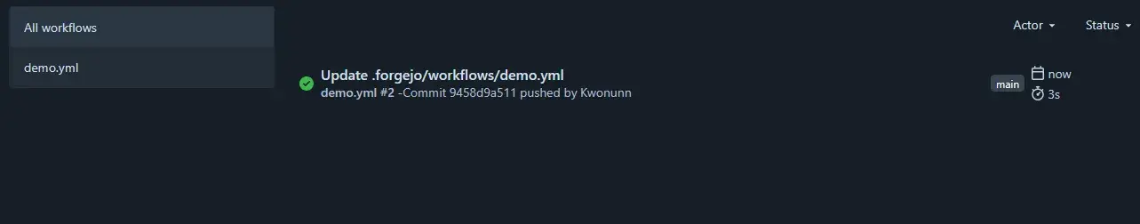 Forgejo Actions workflow run list